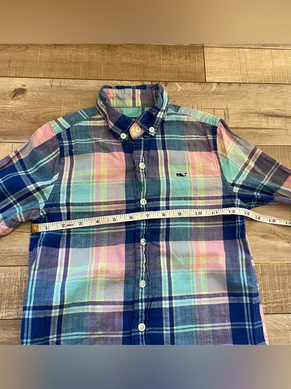 Vineyard Vines Outlet Boys Size 5 Whale Shirt Madras Plaid Button Down Cotton